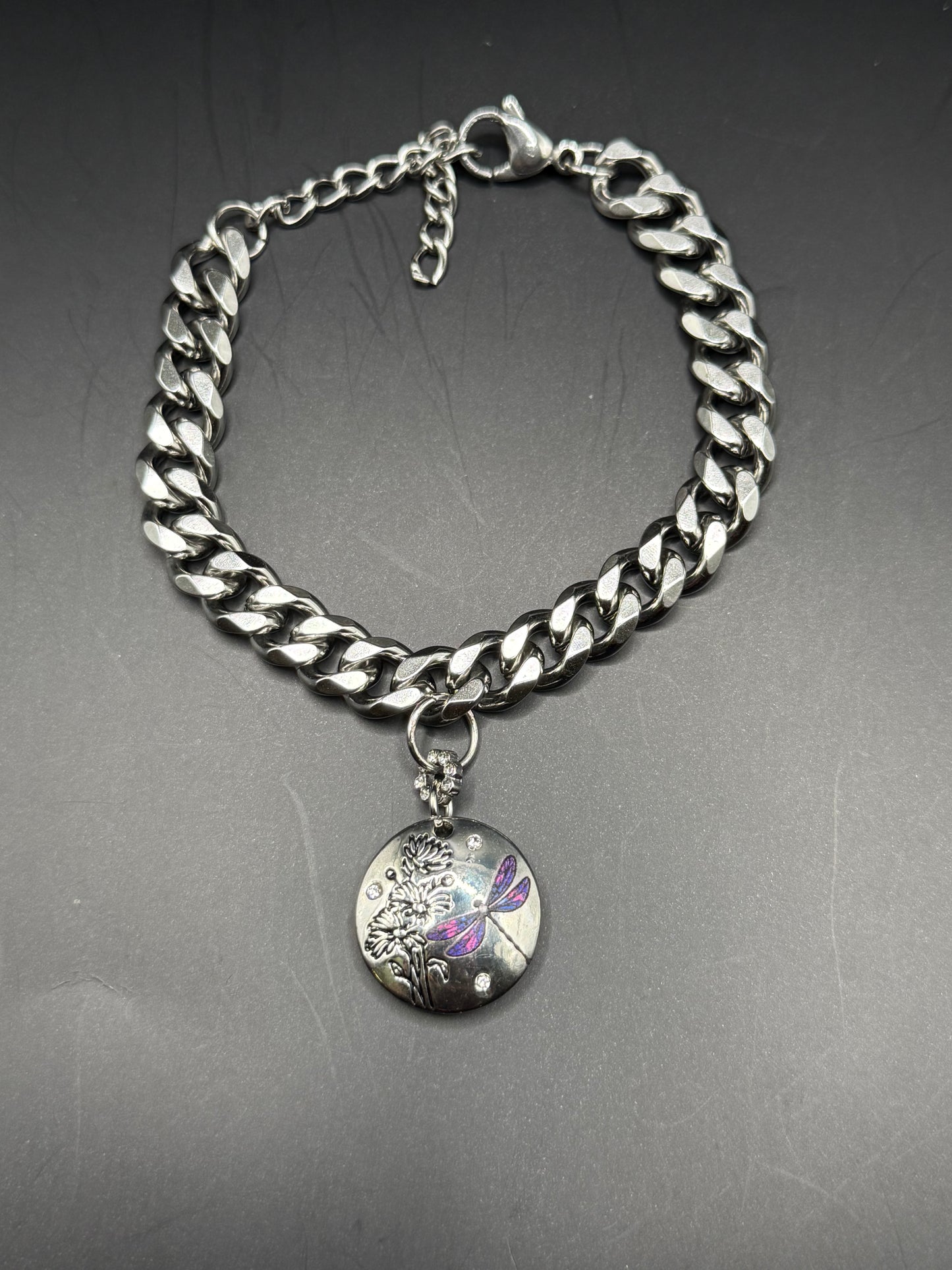 Silver Dragonfly Charm Bracelet