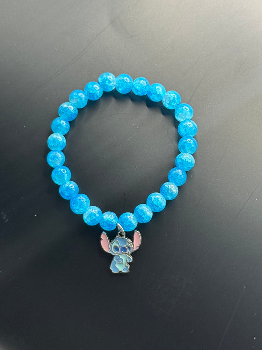 Blue Crackled Bead Stitch