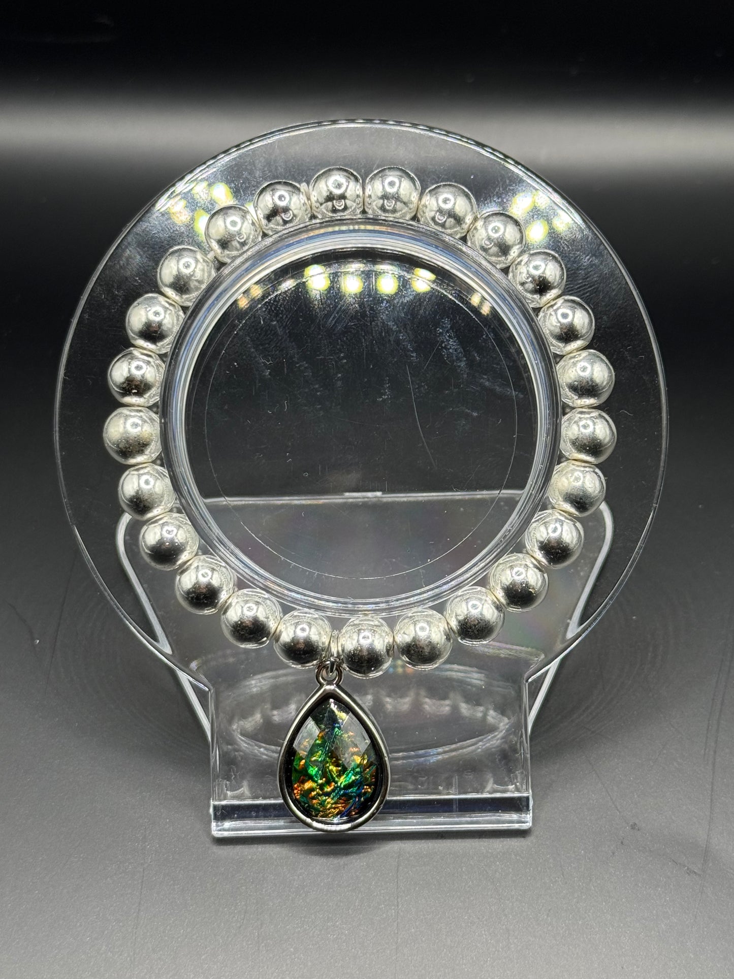 Silver with Green Multi