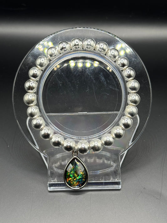 Silver with Green Multi